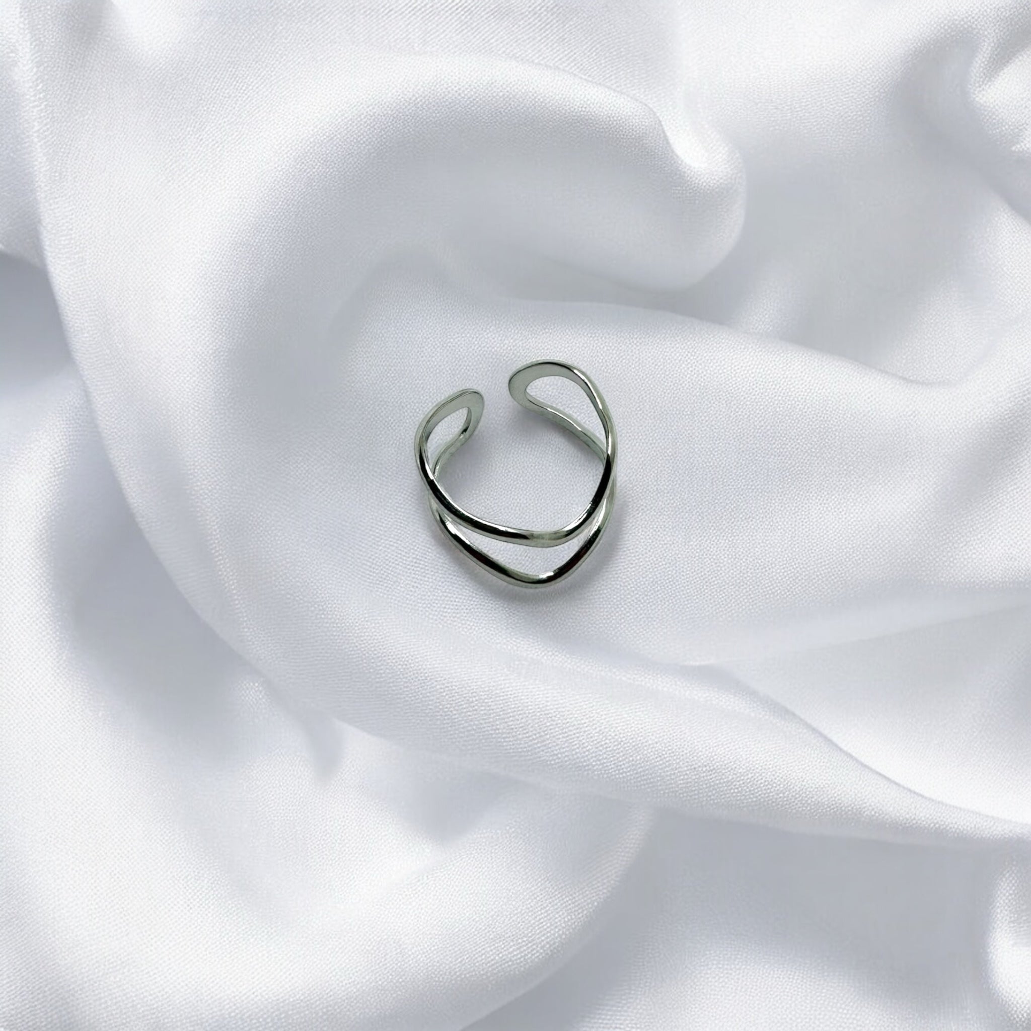 Anello onda silver regolabile Sharifa Crystals